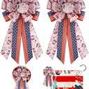Back to School Bows for Wreath, Back to School Decorations Colorful Burlap Bow for Tree Topper, Bus, Wall, First Day of School Indoor Outdoor Decorations Supplies (Blue and White)