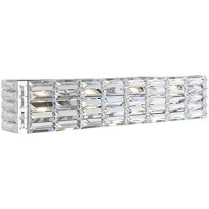 JONATHAN Y JYL7541A Evelyn Crystal Rectangle 31.75" 4-Light Iron/Crystal Glam Modern LED Vanity Light Classic 2700K LED 2W Bulbs Included Bathroom Hallway Living Room Bedroom Mirror Cabinet, Chrome