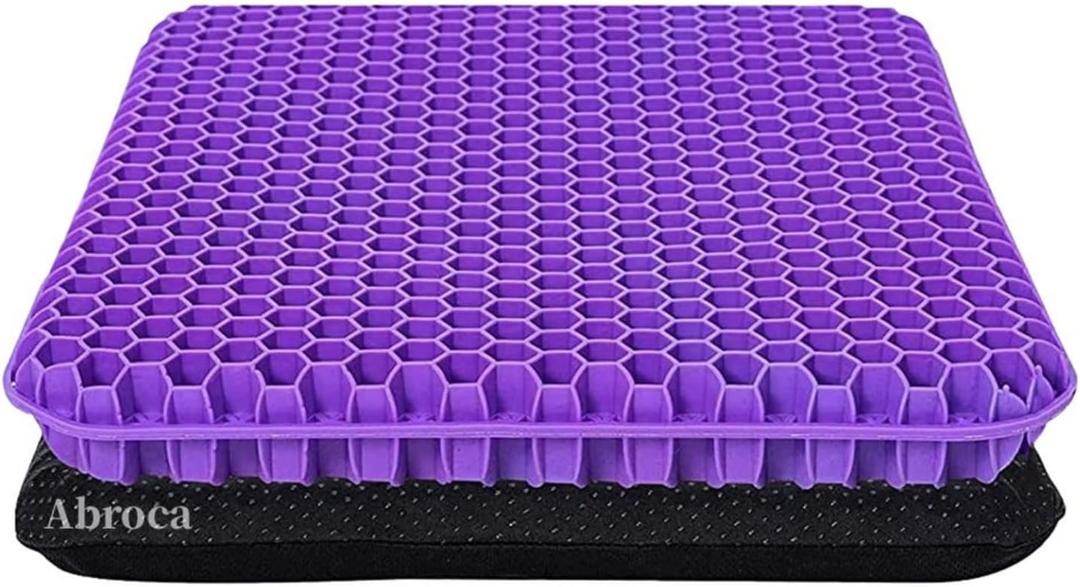 Gel Seat Cushion for Long Sitting, Double Thick Office Desk Home Wheelchair Seat Cushions for Back Hip Sciatica Tailbone Pain Sore Pressure Relief, Gel Cooling Game Chair Pads for Car Truck Driver