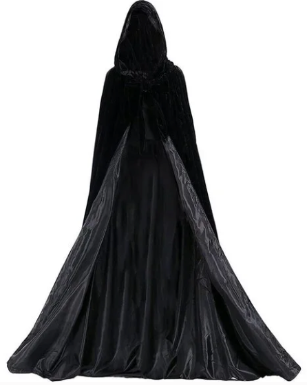 Halloween Velvet Cloak Cape with Hood Medieval Costumes Hooded Cloaks, Size M