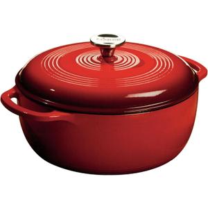 Lodge Essential Enamel Cast Iron Dutch Oven - Perfect for Bread Baking, Braising, Marinating & Slow Cooking - Features Moisture-Sealing Lid & Dual Handles - Kitchen Essentials - 6 Quarts - Island Spice Red