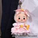 Clothes for Doll  Magical Girl Outfit for 17cm Dolls, Layered Pink & White Satin Dress with Star Bow, Large Ribbon Headpiece & Magic Wand Accessory  Doll Accessories Only