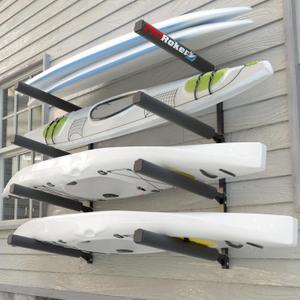 Kayak Wall Rack, Heavy Duty Wall Mount Storage Rack for Multiple Kayaks, with Adjustable Arm Height, 200lbs Per Level, Rubber-Sleeve Protection, Fits Kayak Canoe SUP Paddle Board