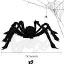 TEMOGU 2 Pack 6.6 Ft Halloween Decorations Giant Spiders Outdoor, Scary Black Spiders Fake Large Spiders Hairy Spider Props for Outside House Yard Lawn Indoor Home