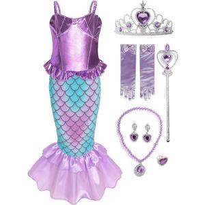 Funna Girls Mermaid Costume Princess Dress Up with Accessories Purple, 5T