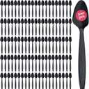 Prestee 300 Black Plastic Spoons Bulk - Durable Disposable Plastic Silverware Spoons - Heat-Resistant Spoon Cutlery - Heavy Duty Flatware Pack - Disposable Silverware Utensil Set for Hot and Cold Food