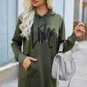 PRETTYGARDEN Women's Hooded Sweatshirt Fall Fashion Drawstring Lightweight Long Sleeve Pullover Hoodie Dress (Green)