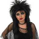 fun shack 80s Rocker Wig for Women, Spiked Mullet Wig, Punk Rocker Hair, Spiky Black Rockstar Wig, Party Costume Accessory, One Size