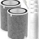 2 Pack HP302 HP201 Filter Replacement Compatible with Shark HP302 HP301 HP201 HP202 HP200 AP1000 HP232 HC501 502 Filter MAX Clean Sense iq Air Puri-fier filterPart #HE2FKBAS, HE2FKBASMB