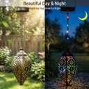 Outdoor Solar Lantern Solar Lights Outdoor Colorful LED Lanterns Powered Waterproof Garden Lanterns Retro Metal Lights with Handle for Garden Patio Yard Decor, 2 Pack Brown