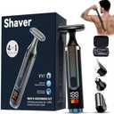 2025 Upgraded Back Shaver for Men, LED Display Mens Back Shaver with Travel Case, Rechargeable with Long Handle, Safety Lock, IPX7, Multi-Functional Back Trimmer for Men,(Dark Black)