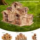 Wooden Bird House for Outside, 7-Compartment Large Birdhouse Castle with Perches, Weatherproof Burnt Wood Hanging Bird Nest for Garden Patio, Decorative Bird Shelter for Bluebird, Finch, Sparrow