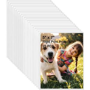 25PCS 5" x 7" Clear Rigid Card Sleeves  Waterproof Hard Plastic Protectors for Postcards, Prints, Photos, Trading & Sports Cards  Top Load Jumbo Sheet Holders