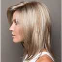 SCENTW Straight Blonde Bob Wigs for White Women Medium Length Ombre Brown Wig with Bangs Synthetic Blonde Wig with Dark Roots Natural Looking Daily Party Use (brown1#)