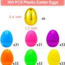 300 PCS Easter EggsPlastic 2.4" Bright Colorful Eggs with Golden Eggs, Easter Egg Fillers for Easter Egg Hunt Candy Filling Party Decorations and Kids Gifts