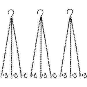 3 Sets 24 Inches Hanging Chains for Planters, Ornaments Bird Feeders, Billboards, Fruit Basket, Indoor and Outdoor (Black)