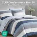 Madison Park Essentials Jaxon Twin Comforter Set, Bed In A Bag Comforter & Sheet Set, Modern Casual Stripes Print, All Seasons, Soft Microfiber Bedding Makeover, Matching Sham, Twin, Blue/Grey 5 Piece