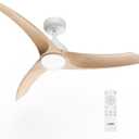 Ceiling Fans with Lights, 42 inch Low Profile Ceiling Fan with Light and Remote Control, Flush Mount, 3CCT, Dimmable, Quiet Reversible Motor, Modern Ceiling Fan for Bedroom Indoor/Outdoor Use (Wood)