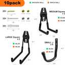 Heavy Duty Wall Garage Hooks, Steel Anti-Slip Utility Hooks Storage Organization Hangers for Ladders, Bikes, Hose, Garden Tools, Coats, Bags with Mounting Hardware Kit (Black, 10 Pack)