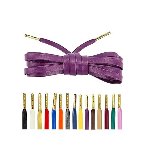 Loop King Laces - Premium Purple Flat Leather Shoe Laces for Sneakers and Tennis Shoes, Replacement Shoe Strings for Men & Women, Athletic Shoelaces with Metal Tips for Adults 59 inches 150 cm long