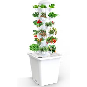 Hydroponics Growing System,Vertical Indoor Garden Planter,30 Plants Hydroponic Germination Kit for Gardening Lover (White)