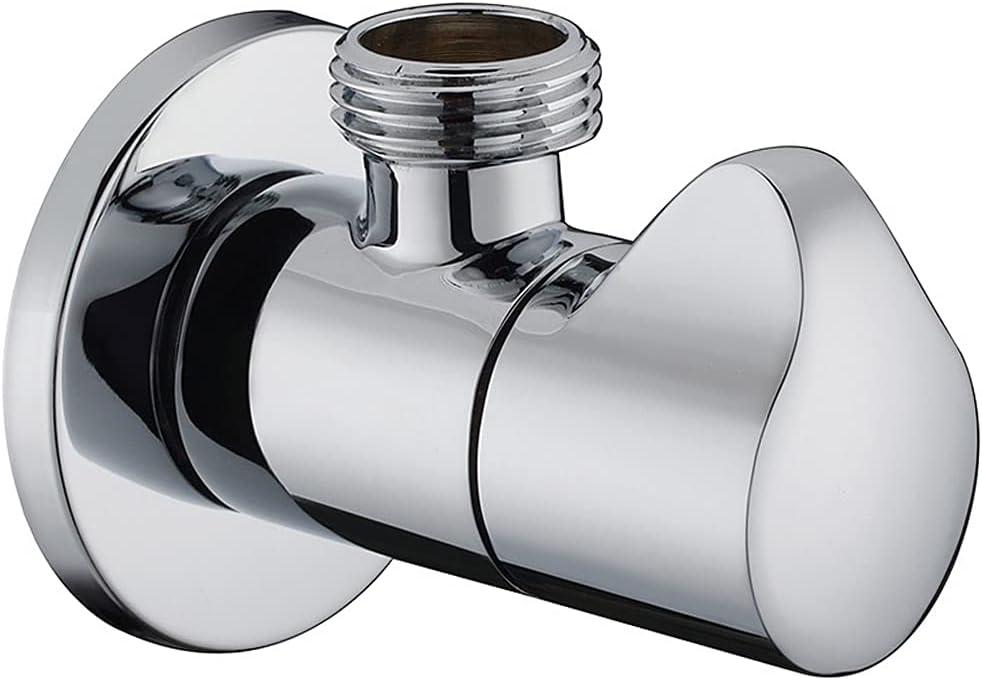 Earl Diamond Modern Solid Brass Angle Stop Valve Shut Off Quarter Turn Water Bathroom Shower Plumbing Commercial 1/2 inch Male IPS G1/2 Tail wing Knob (Polished Chrome)