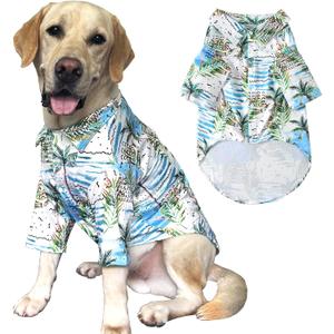 Hawaii Shirt for Dogs - Seabeach Prints Polo T-Shirt, Breathable Cool Beach Style Summer Clothes for Large Dog Boys and Girls (2X-Large, Blue)