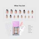 BTArtbox Press On Nails Medium - 3D Flower Almond French Tip Press On Nails with Glue for Women, Opaque Soft Gel Glue On Nails in 15 Sizes - 30 Stick On Nails Kit, Bessie & Bestie