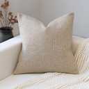 FIOUOVO Decorative Neutral Throw Pillow Covers 24x24 Farmhouse Pillow Covers Cotton Stripe Cushion Covers Home Decor for Sofa Couch Living Room Bedroom 1PC, Waffle