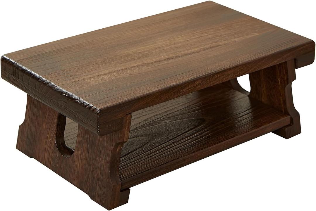 Japanese Folding Floor Table,Natural Brown Coffee Table,Wood Small Low Meditation End Table, Tatami Table for Bed,Living Dining Room, 20" x 11.8" x 8"