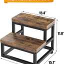 2 Step Wooden Step Stools for Adults Kids, Heavy Duty Stepping Stools Wooden Bed Step Stools for High Beds, Non-Slip 2 Bedside Foot Stool with 500 Lbs Capacity, Kitchen, Bed, RVS Step, Rustic Brown