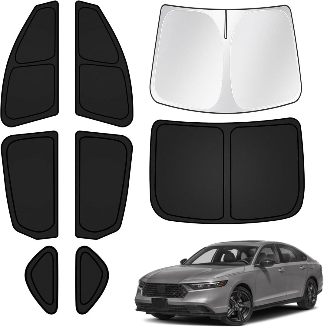 T TGBROS Windshield Sun Shade for Honda Accord 2023-2025 2026 Car Window Shades Thicken UV Block and Blackout Privacy Foldable Sunshades 8PCS Accessories Keep Cool Sun Visor Covers