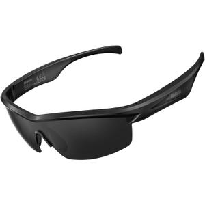 Bluetooth Audio Smart Glasses for Cycling & Running | Polarized Sports Sunglasses with Open-Ear Speakers, Hands-Free Calls, Voice Assistant, UV Protection, IPX5 Waterproof for Hiking, Driving, Fishing (Medium, Matte Black)