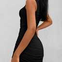 PRETTYGARDEN Off One Shoulder Dresses for Women 2026 Summer Ruched Cocktail Party Bodycon Spring Mini Short Dress (L)