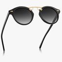 CARFIA Small Face Acetate Polarized Sunglasses for Women UV Protection, Retro Double Bridge Eyewears Metal Brow Round Sunnies