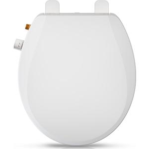 Round Bidet Toilet Seat with Quiet-Close, Non-Electric Bidet Toilet Seat with Self Cleaning Dual Nozzles, Fit Round Toilet Seat, White Bidet Seat with Brass inlet (Round)