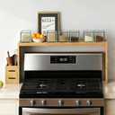 31-inch Bamboo Stove Rack For Above The Hob, Kitchen Bamboo Spice Rack, Supports Up To 50 Pounds. Bamboo Stove Rack For Ftoring Spices And Kitchen Utensils. (Wood Colour)