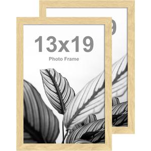 FrameWorks 13x19 Wooden Poster Frame, Classic Natural Oak Matte Edged Frames w/Shatterproof Acrylic Glass, Photos, Posters, Prints, Wall Decor  Home, Office, Gallery Display - Natural Oak - 2 Pack