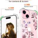 Hungo Compatible for iPhone 15 Case Floral Flower Cute Clear Design, Girly for Women Girls Floral Transparent Pink Anemones