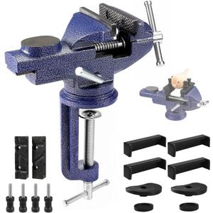 Table Vise, 3" Bench Vise Universal Rotate 360 Work Clamp-On Vise, Table Vice clamp With Multifunctional Jaw for Woodworking, Drilling, Sawing, Metal Working