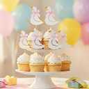 12 PCS One Silly Goose Birthday Decor Girl Cupcake Topper Cake Topper for Boy Girl Baby Shower Decor Silly Goose Birthday Party Cake Decorations (12pcs pink)