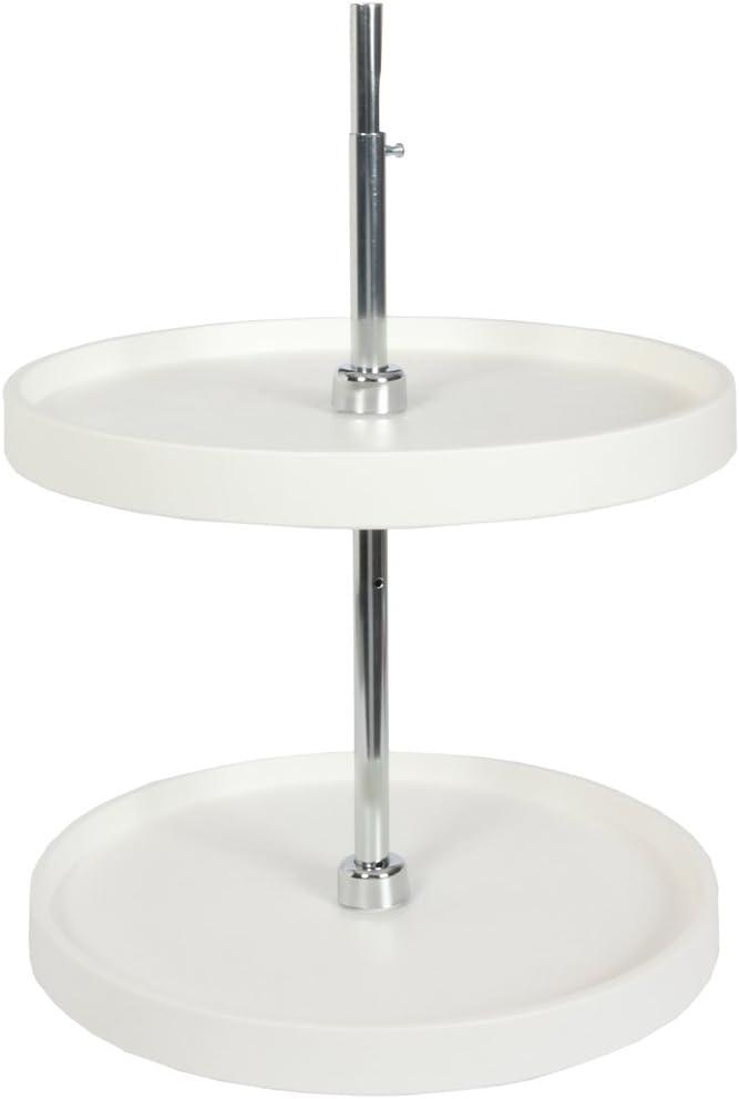 Knape & Vogt Plastic Lazy Susan Organizer, 2-Tier Lazy Susan for Cabinet, Full-Round 20-Inch Polymer Spice Turntable, White