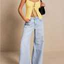 Milumia Women Tie Front Y2k Tank Tops Wide Strap Sexy Cut Out Split Hem Sleeveless Tops (Yellow, XS)