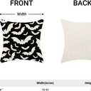 AEIOAE Halloween Pillow Covers 18x18 Inch Set of 2,Black and Cream Bats Throw Pillows Case,Halloween Outdoor Decorative Linen Farmhouse Decor Cushion Covers for Home Sofa Bed Couch