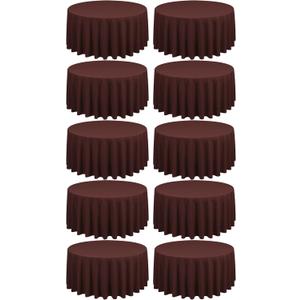 10 Pack Brown Round Tablecloths 90 Inch, Circle Bulk Washable Linen Polyester Tablecloth, Table Cloth Cover for Wedding Buffet Party Banquet Reception Restaurant and Camping