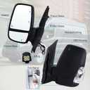 Left Driver Side Mirror Compatible With 2015-2026 Ford Transit 150 250 350 350HD With Power Glass Manual Folding Heated Turn Signal Matte Black (Short Arm) Replace#CK4Z-17683-CA(6Pins)