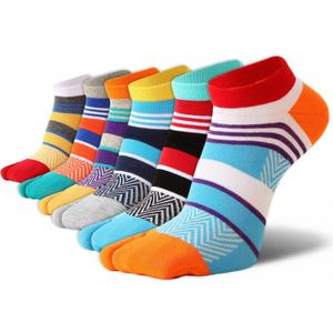 Tabi Socks Athletic Cotton Crew Length Quarter Ankle Two Toe for Women and Men (6-11, Geometric Low Cut 6 Pair)