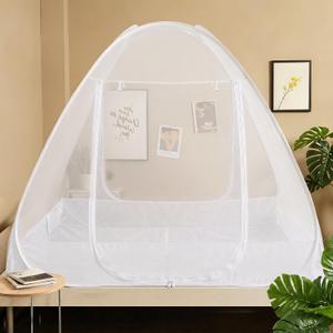 AMMER Pop Up Bed Tent with Oxford Bottom, Full Enclosure Mosquito Net Tent for Bed with Fine Mesh, Portable Sleeping Tent for Kids and Adults, Bug Protection Canopy for Twin, Full, Queen and King