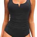 Tempt Me Womens One Piece Swimsuit - Tummy Control Bathing Suit V Wired Ribbed Full Coverage 2026 Swimwear XL