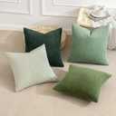 MIULEE Boho Farmhouse Sage Green Throw Pillow Covers 18x18 Inch Set of 4 Modern Nordic Cushion Covers Soft Corduroy Spring Home Decor for Couch Bed Sofa Living Room Forest Green